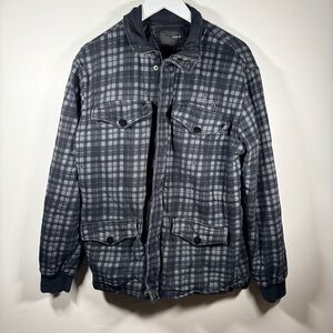 Hurley 2008 Men’s Heavy Gray Plaid Jacket Size Large Zip/Button Closure Pockets
